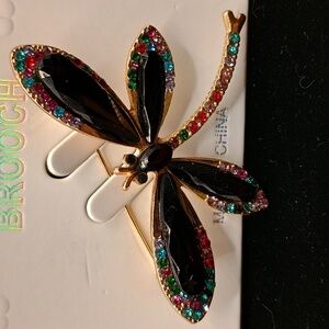 Colorful Black Dragonfly Brooch